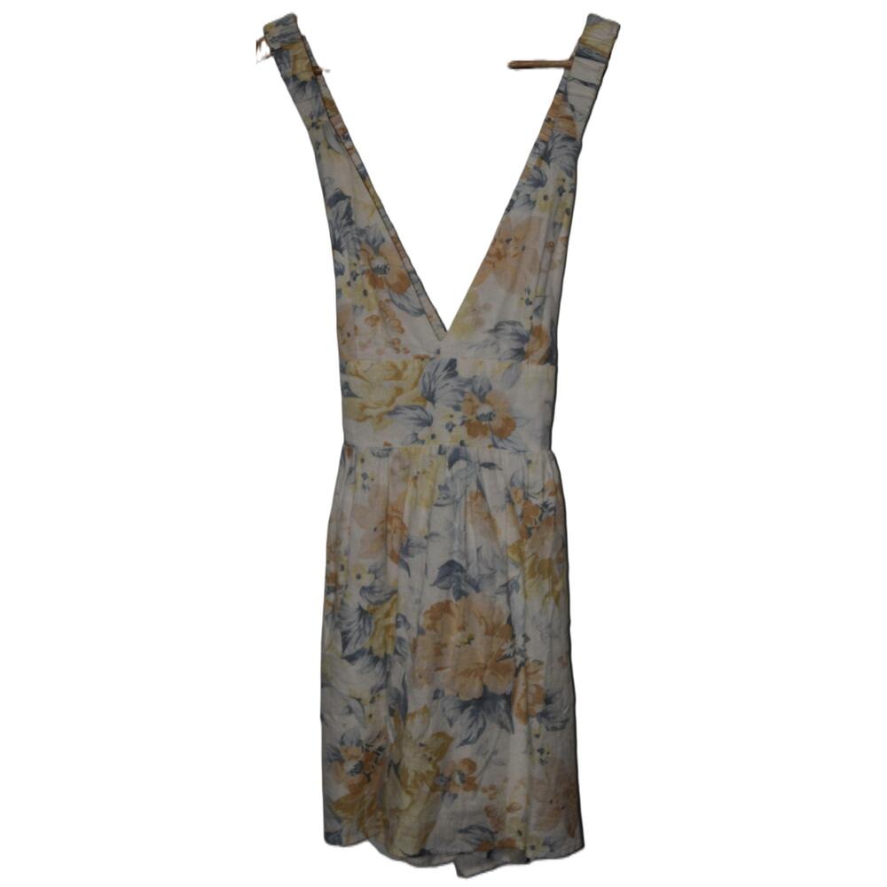 Womens Abercrombie & Fitch White Floral V-Neck Sleeveless Dress Size Medium Tall